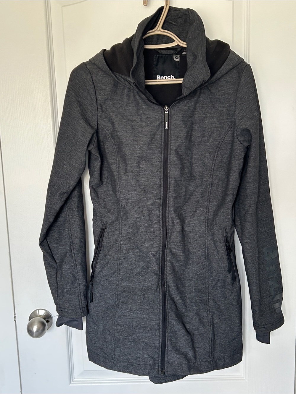 Bench Women's Charcoal Hooded Zip Trench Coat